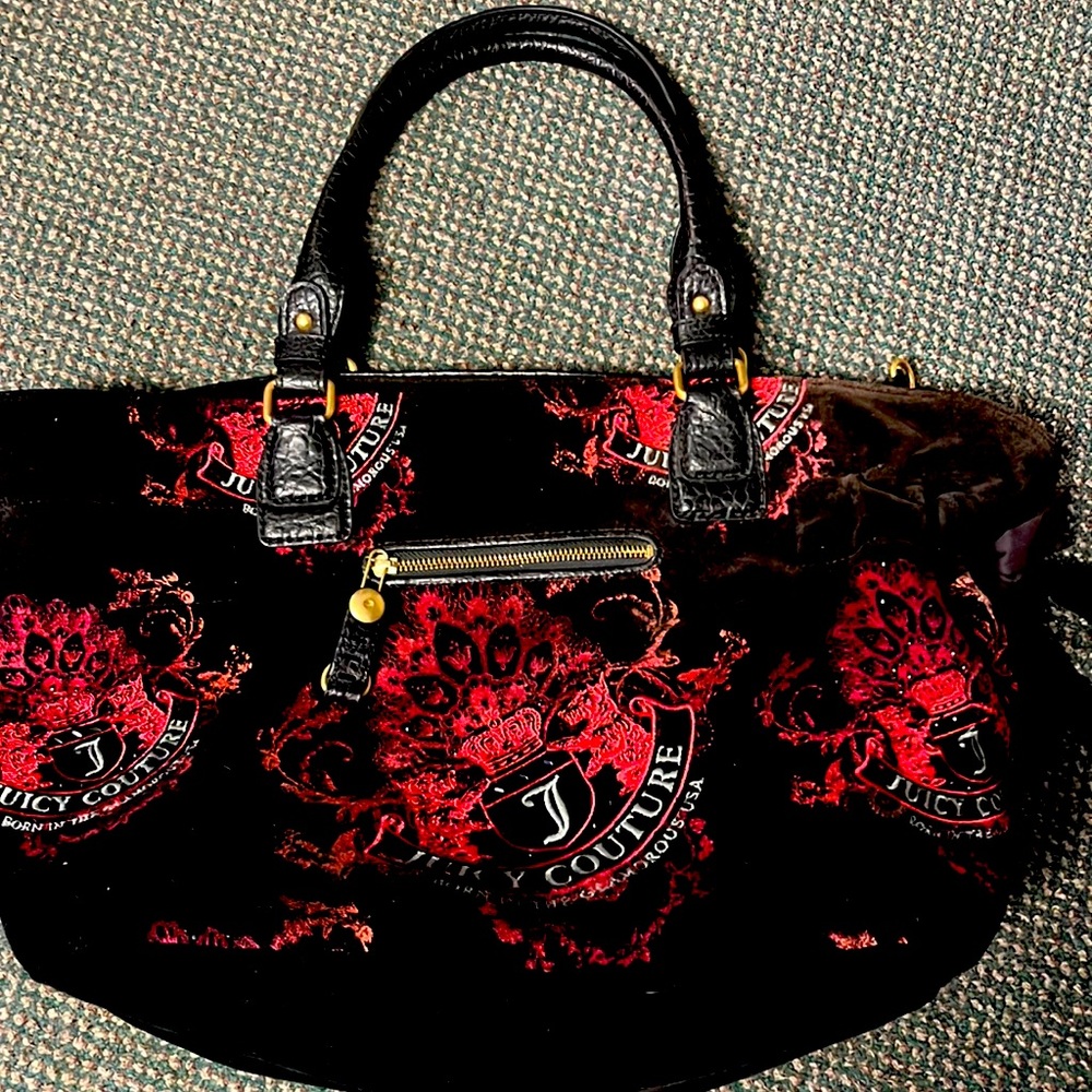Vintage Juicy Couture black velvet tote purse.  Gently used.